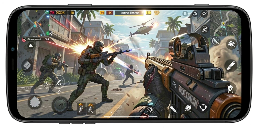 Screenshot gameplay menampilkan aksi tembak-menembak yang mendebarkan.