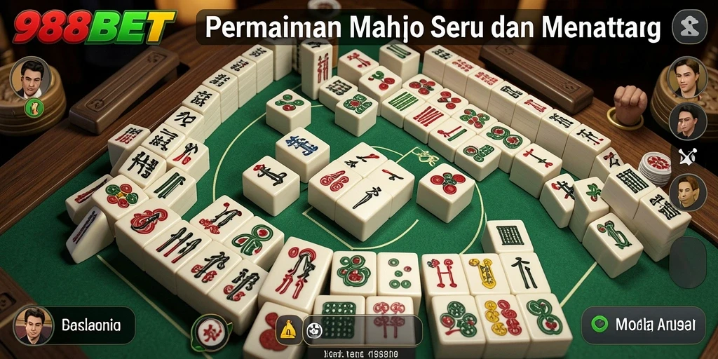 Tampilan utama gameplay Mahjong di 988BET yang menarik.
