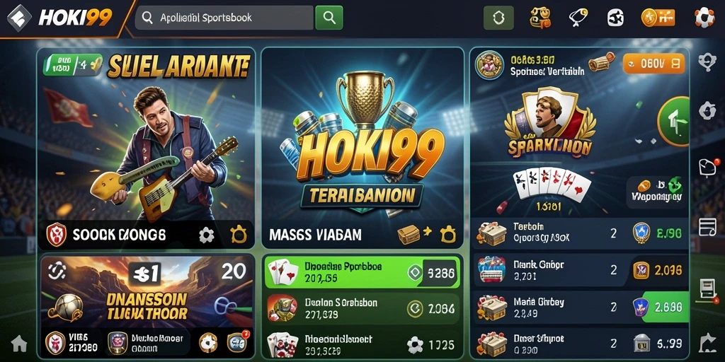 Tampilan gameplay HOKI99 dalam aplikasi Sportsbook yang menarik.