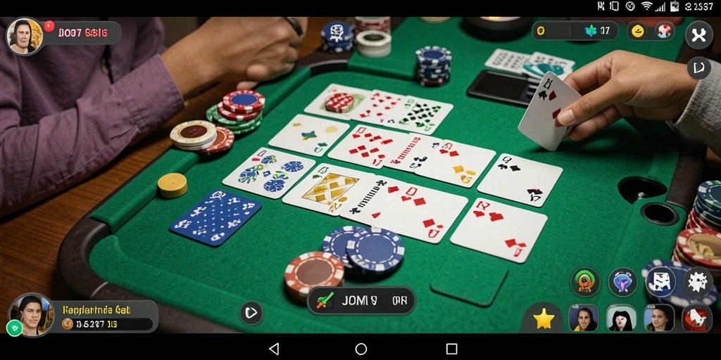 Tampilan gameplay seru pada aplikasi JOS77, permainan Gaple yang mendebarkan.