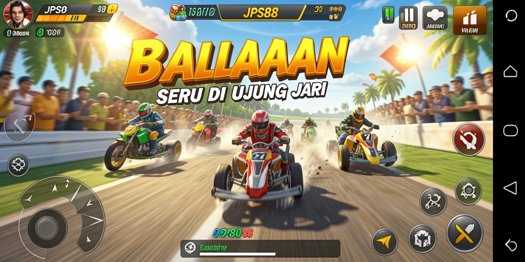 Tampilan gameplay JPS88 yang mendebarkan saat balapan.
