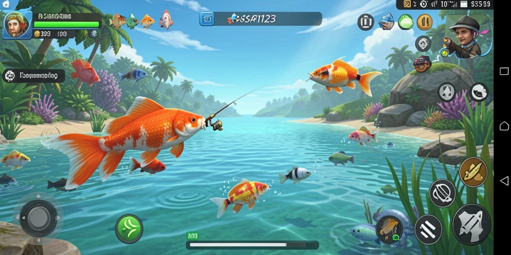 Tampilan utama gameplay PASAR123 yang menarik saat memancing.