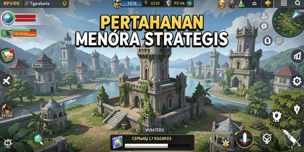 Tangkapan layar RPVIP6 menampilkan aksi seru dari pertahanan menara yang strategis.