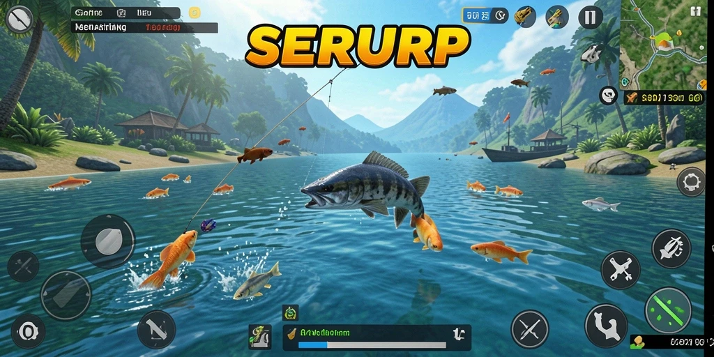 Tampilan permainan memancing yang seru dan menarik di SERURP.