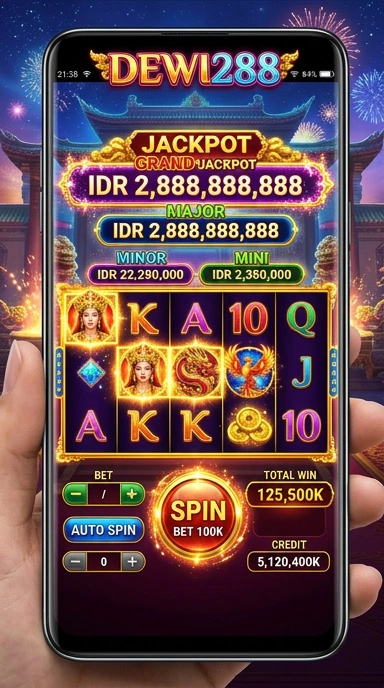 Tampilan aplikasi dewi288 dengan berbagai kategori APK.